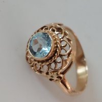 Дамски златен пръстен с аквамарин/злато 18к., снимка 8 - Пръстени - 39812551
