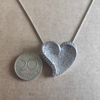 Сребърен синджир с висулка сърце (183), снимка 2 - Колиета, медальони, синджири - 42376368