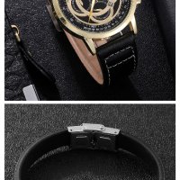 Hodinky Relogio Masculino, Луксозен мъжки кварцов часовник в комплект с гривна , снимка 6 - Мъжки - 40564586