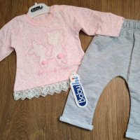 Сет от 2 части за бебе момиче в розово и сиво, снимка 1 - Комплекти за бебе - 34470475
