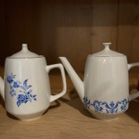 Чайник български порцелан, сини цветя, снимка 2 - Сервизи - 42354576