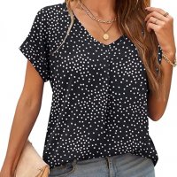 Нова Ежедневна тениска Дамска блуза с къс ръкав Топ мода дрехи, снимка 2 - Тениски - 39937711