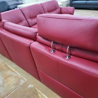 Червен кожен ъглов диван "HUKLA HU-SF15058" с ел.релакс, снимка 10 - Дивани и мека мебел - 39688909