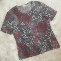Супертъничка блуза с пейсли принт и златисти отблясъци по щампата, снимка 1 - Тениски - 41685697