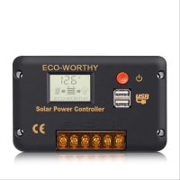 ECO-WORTHY 30A PWM Соларен Контролер за зареждане/12/24V Смарт регулатор/двоен USB порт, снимка 1 - Соларни лампи - 44199123