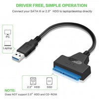 USB 3.0 към SATA адаптер, за 2.5" твърди дискове SATA III/SSD/HDD, снимка 2 - Кабели и адаптери - 35828116