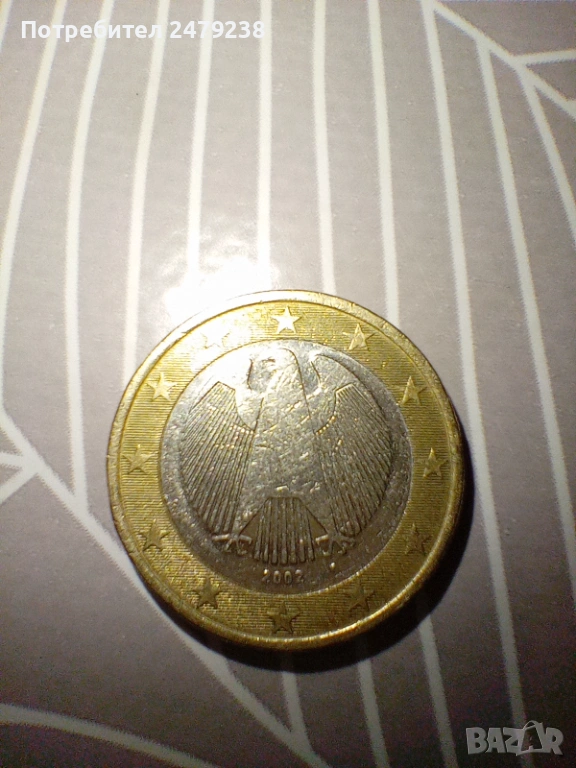 Германска монета 2002г от 1 евро , снимка 1