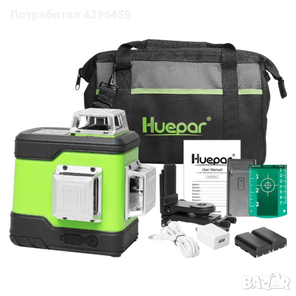 Лазерен Нивелир Huepar 503CG, 20/60м, 12 зелени линии, снимка 1