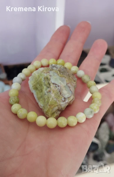 Зелен опал плюс гривна от зелен опал от Перу. Бижута Луди гъби. Идея за подарък., снимка 1