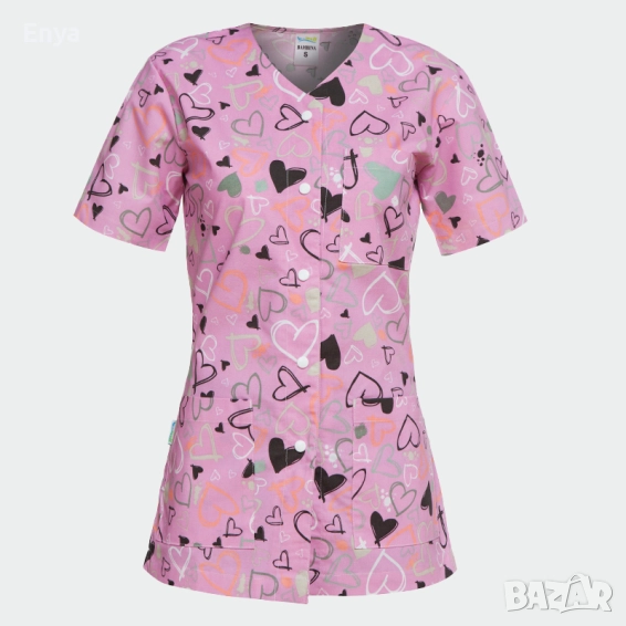 Дамска туника - цветна с принт "Розови сърца", снимка 1