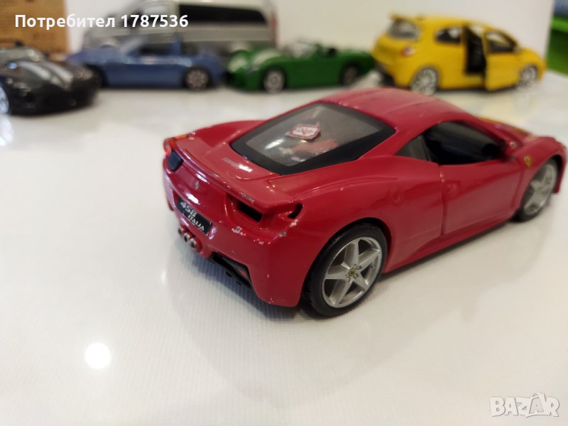 Ферари 458 bburago china 1/32m. Състояние видимо ,липса на стоп -14 лв, снимка 1