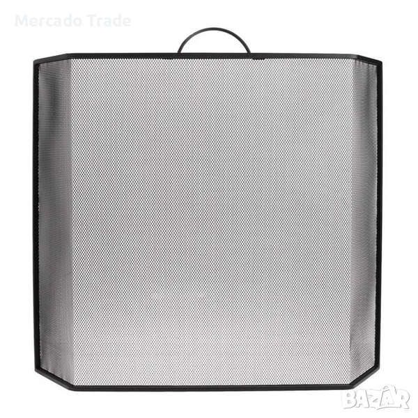 Декоративен параван за камина Mercado Trade, Мрежа, Метал, Черен, снимка 1