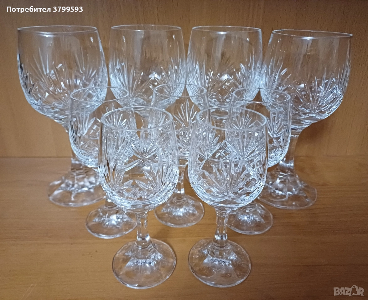 9 кристални чаши, снимка 1