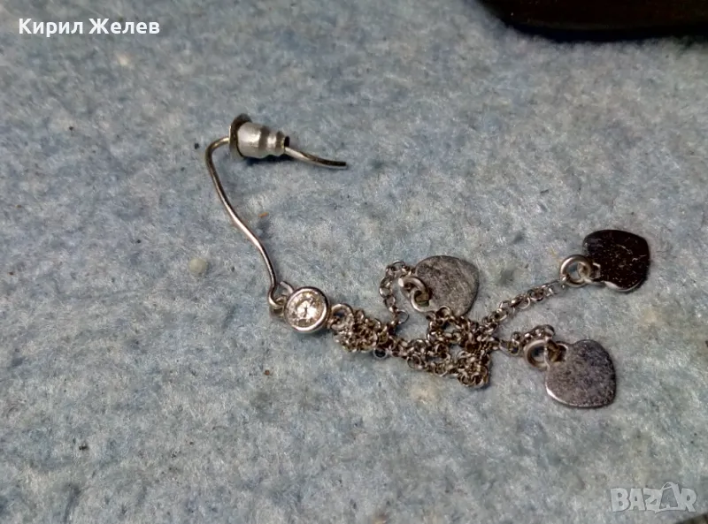 ЕФИРНА СРЕБЪРНА ОБИЦА със СЪРЧИЦА СРЕБРО 925 с БЯЛА ПОЗЛАТА и ФАСЕТИРАН БЛЕСТЯЩ ЦИРКОН ОБЕЦА 31782, снимка 1