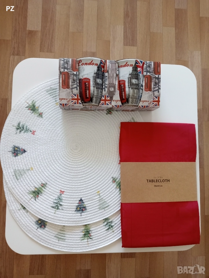 Покривка, чаши, подложки за общо 10 евро, снимка 1