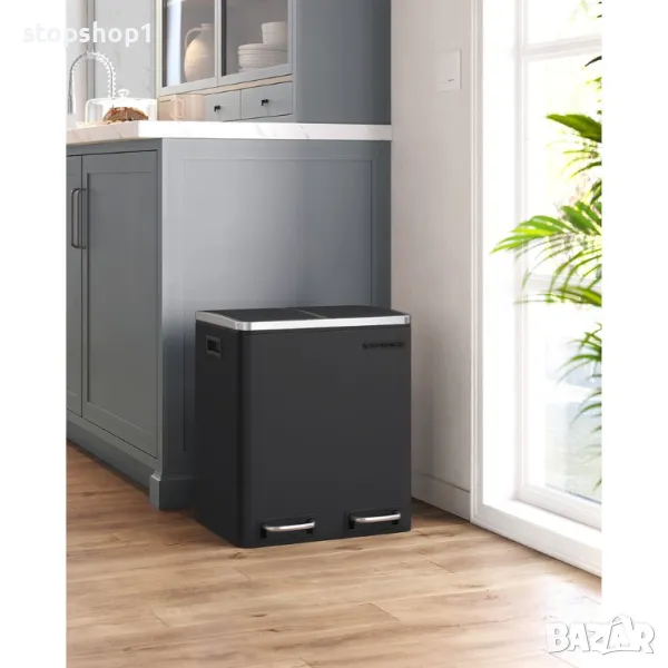 SONGMICS Кошче за боклук 30 л Черно, снимка 1