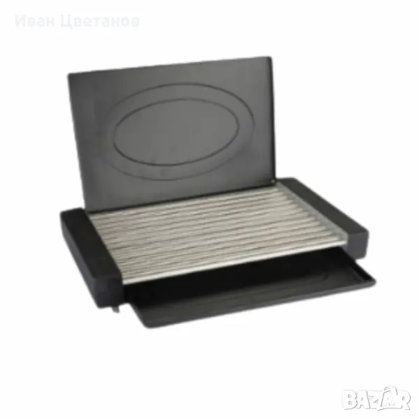 Скара с капак Rosberg R51015M, 1800W, 12 тръбни ребра, плот за готвене 35x22 см, тавичка за мазнина, снимка 1