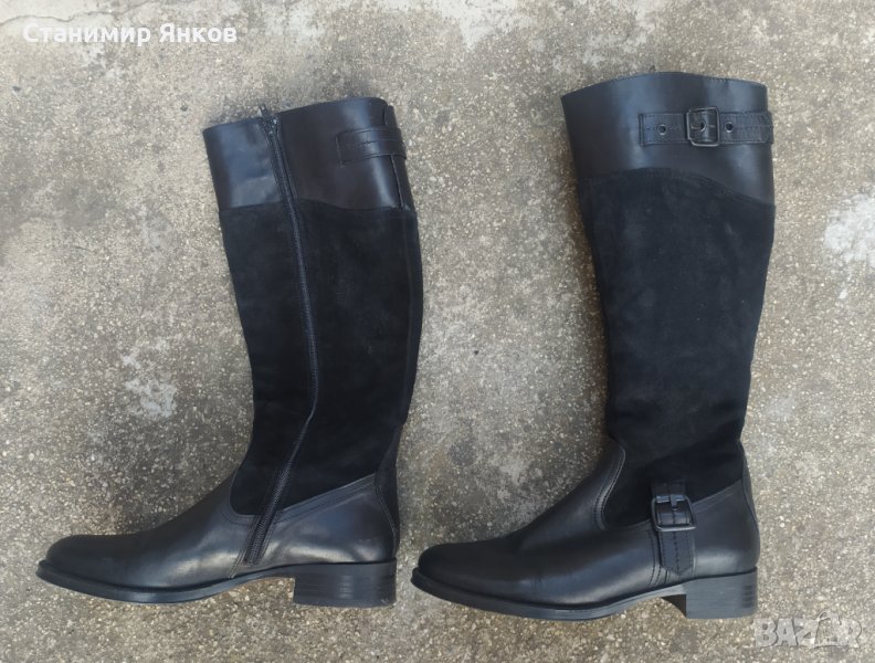 Дамски ботуши от естествена кожа и велур , снимка 1