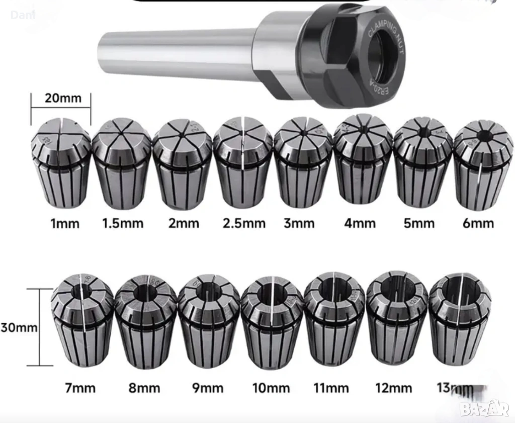 Комплект 16 бр.цанги ER20 ,1-13 мм, снимка 1