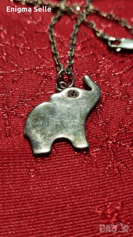 Сребърен синджир с висулка слонче 6.00 грама, снимка 1