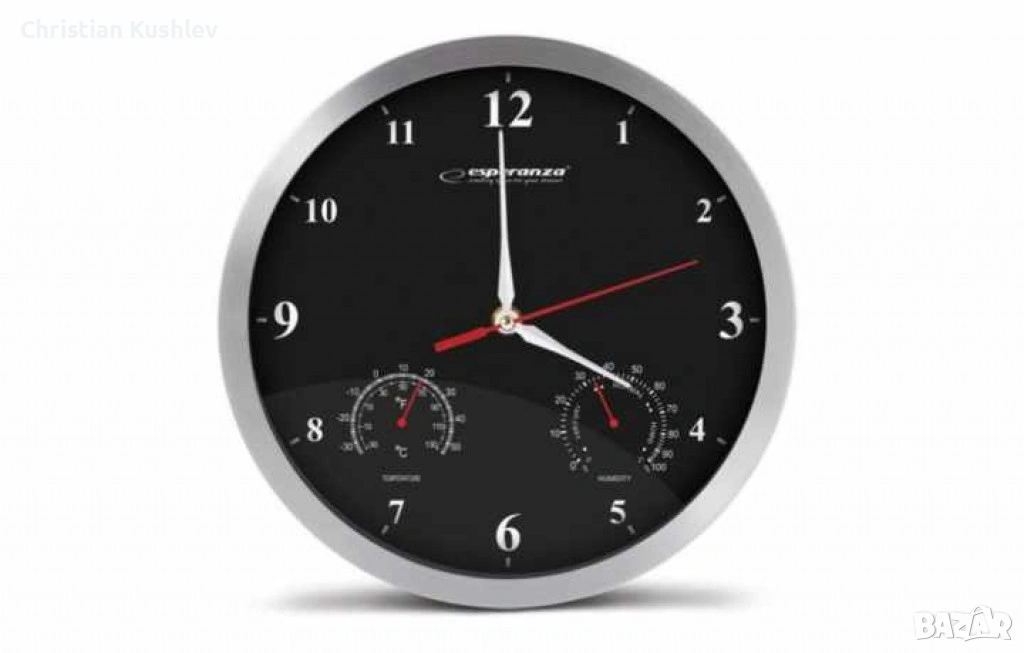 Стенен часовник Washington, 30см., кварц, черен, бял, снимка 1