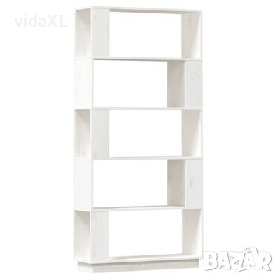 vidaXL Библиотека/разделител за стая, бяла, 80x25x163,5 см, бор масив(SKU:814065, снимка 1