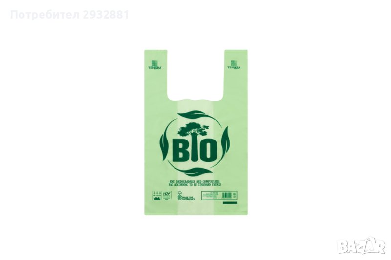 Чанта тип T-shirt, 25 × 43 cm компостируема BIO GREEN, снимка 1