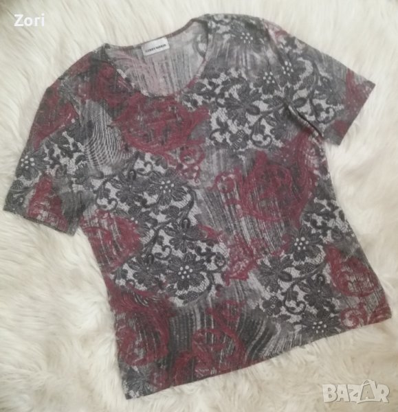 Супертъничка блуза с пейсли принт и златисти отблясъци по щампата, снимка 1
