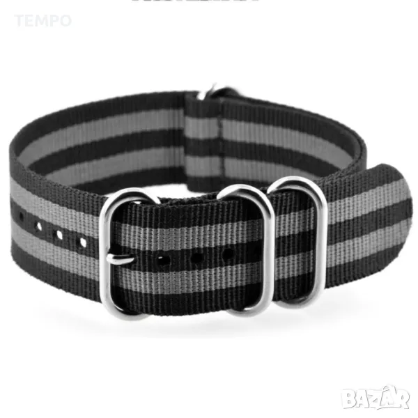 КАИШКА ZULU- ЧЕРЕН / СИВ -18мм + ПОДАРЪК, снимка 1