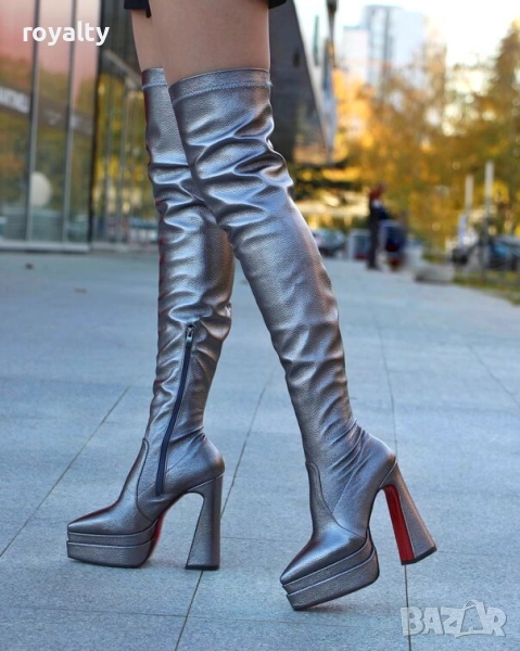 Чизми на ток - бронз кожа, снимка 1