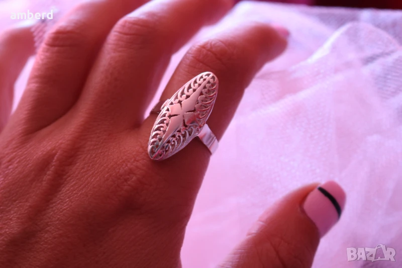 Сребърен винтидж пръстен "Бадем", снимка 1