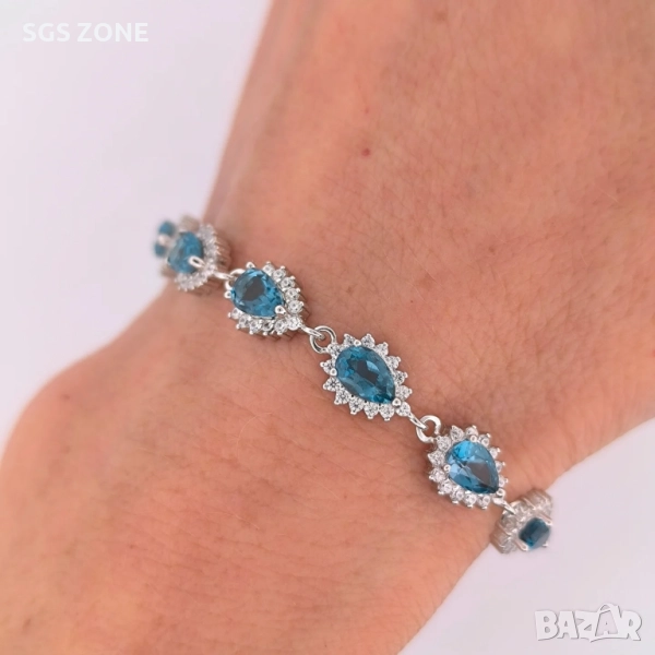 СРЕБЪРНА ГРИВНА С ЛОНДОНСКИ ТОПАЗ, снимка 1