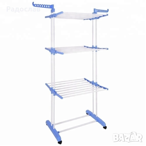 Сгъваем сушилник за дрехи на колелца – практична стойка за сушене на пране., снимка 3 - Сушилници - 51946639