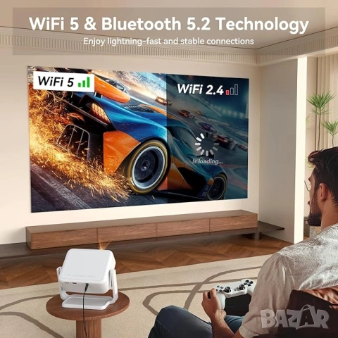 НОВ Whale TV Smart Projector Native 1080P WiFi Bluetooth 4K Support, снимка 7 - Плейъри, домашно кино, прожектори - 53782263