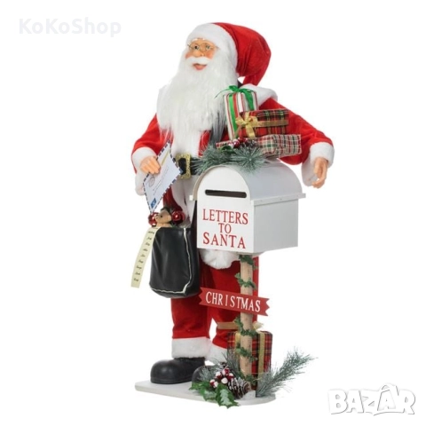 Музикална фигура на Дядо Коледа с LED светлини -100 см./Дядо Коледа с пощенска кутия и писма, снимка 2 - Декорация за дома - 52119873
