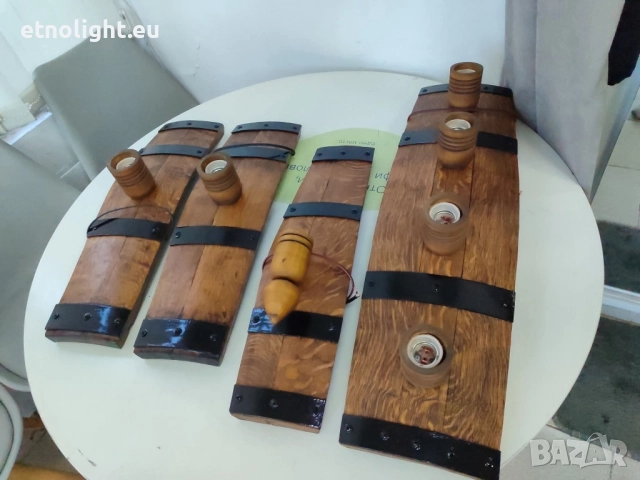 Полилеи, лампи от автентични дъбови бъчви с ръчно изработени дървени чашки , снимка 8 - Полилеи - 51918447