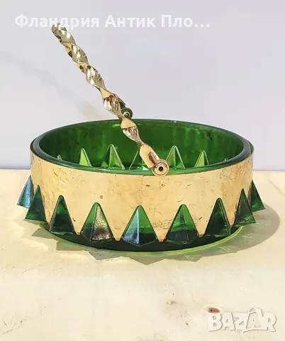 Винтидж ръчно изработена кристална кошница "Brama" с месингови акценти, снимка 5 - Декорация за дома - 49434831