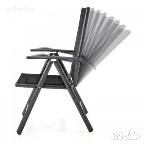 Комплект от 2 сгъваема стола, текстилен, алуминиева черна рамка, тъмно сив, градински стол, Къмпинг , снимка 5 - Къмпинг мебели - 34148999