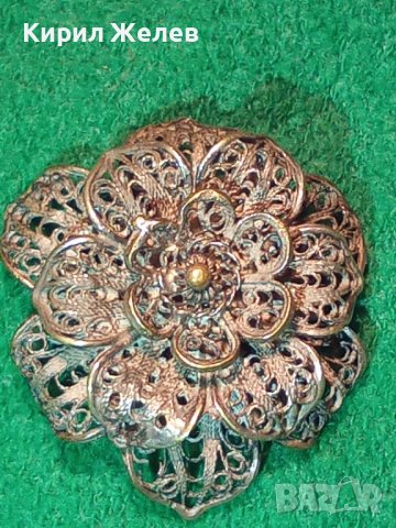 ФИЛИГРАННА СТАРИННА СРЕБЪРНА ФЛОРАЛНА БРОШКА МАЙСТОРСКА РЪЧНА КУЮМДЖИЙСКА ИЗРАБОТКА 34408, снимка 2 - Антикварни и старинни предмети - 39507516