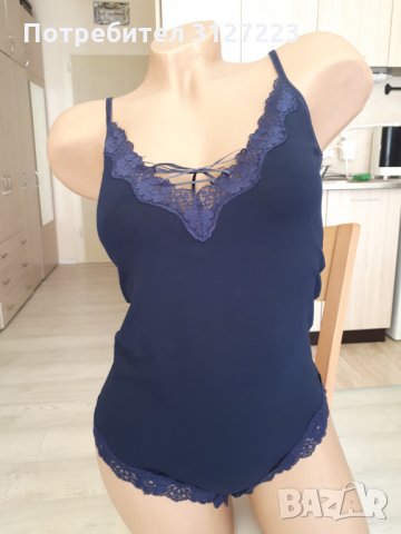 Боди памучно с дантела в сиво, черно, бордо и тъмно синьо, снимка 5 - Бельо - 34650303