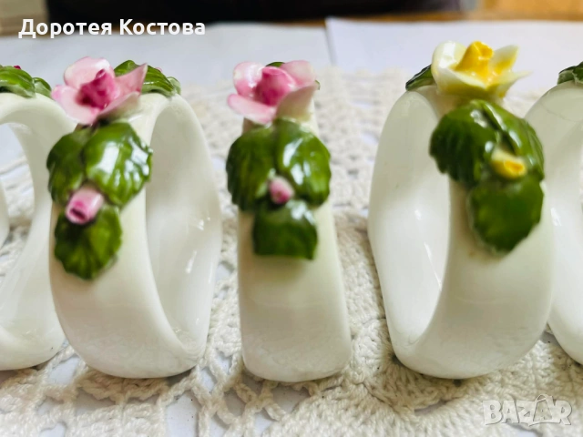 AYNSLEY красиви порцеланови пръстени от Англия, ръчно направени и оцветени, 8 бр , снимка 6 - Антикварни и старинни предмети - 53716260