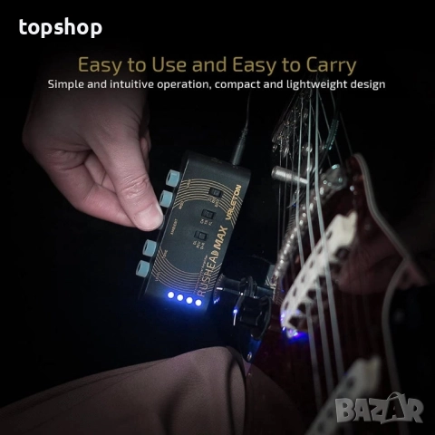 Нов Valeton Rushead Max USB зареждащ се преносим джобен усилвател за китара, бас, слушалки, преносим, снимка 5 - Ресийвъри, усилватели, смесителни пултове - 51615244