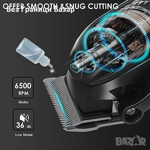 Нова Безжична машинка Kemei 6500RPM за коса и брада с пълен комплект мъж, снимка 4 - Машинки за подстригване - 52407501