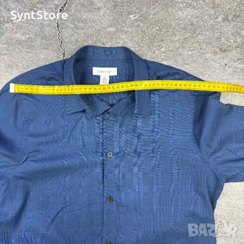 Мъжка риза Calvin Klein – Тъмносиньо каре, снимка 5 - Ризи - 53304057