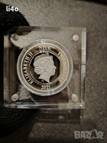 Сребърна монета с частично позлатяване 24 каратово златно покритие 1oz Proof 31.1грама 2021г , снимка 3 - Нумизматика и бонистика - 53289642