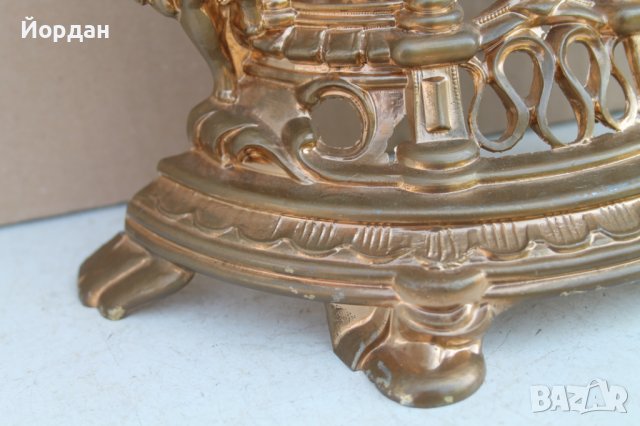 Немски механичен часовник бронз с позлата, снимка 7 - Антикварни и старинни предмети - 41374315