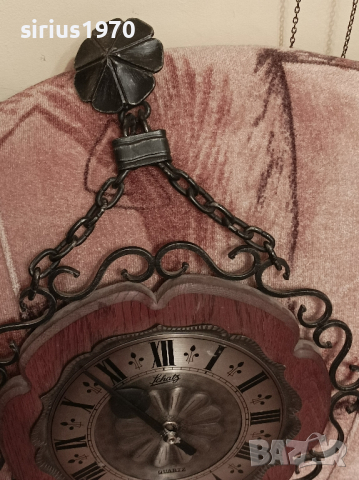 немски стенен часовник от ковано желязо и дърво, снимка 4 - Стенни часовници - 44624066