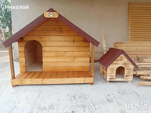 Дървена къща за куче с веранда , кучешка колиба дървени къщи за кучета, снимка 7 - За кучета - 56090391