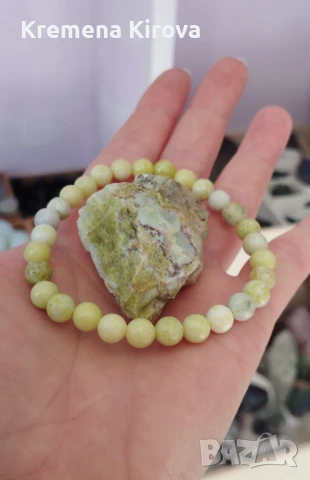 Зелен опал плюс гривна от зелен опал от Перу. Бижута Луди гъби. Идея за подарък.