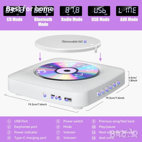 Преносим CD плейър Gueray с Bluetooth, снимка 9 - Друга електроника - 53263369